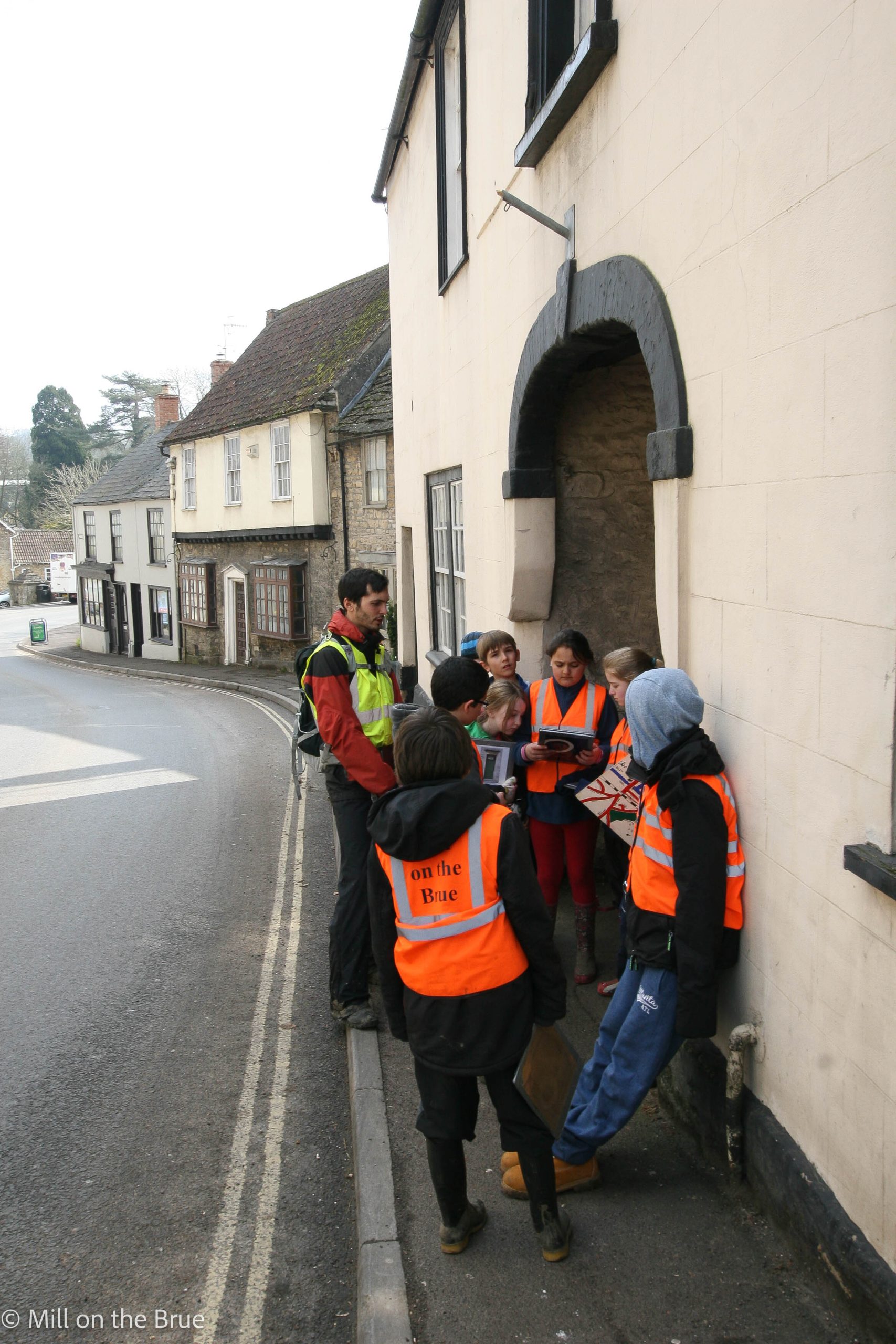 Children on a bridge in Bruton.